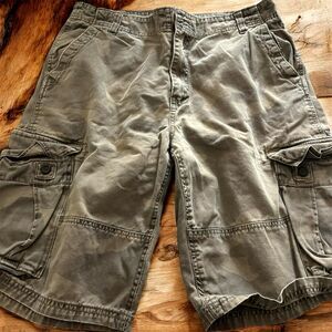 Vintage Men's Plugg Camo Cargo Shorts Brown / Green Size 36   Grunge Skater  Y2K
